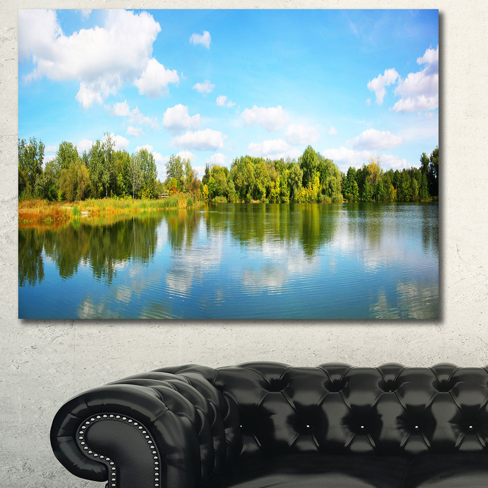 Spring Lake Panorama, Landscape Canvas Art Print, 40"x30"