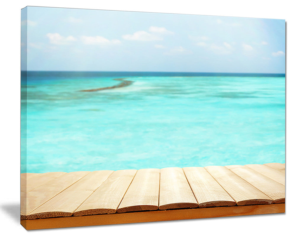 "Wooden Planks on Sea Background" Wall Artwork