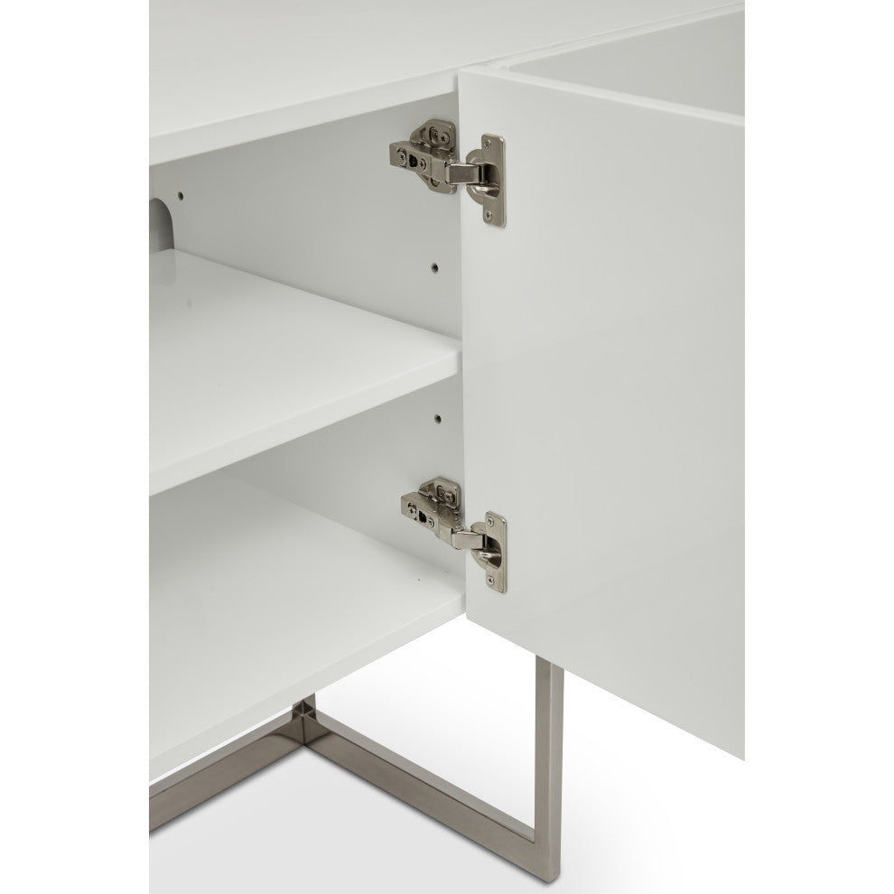 Cube Sideboard, High Gloss White, Stainless Steel