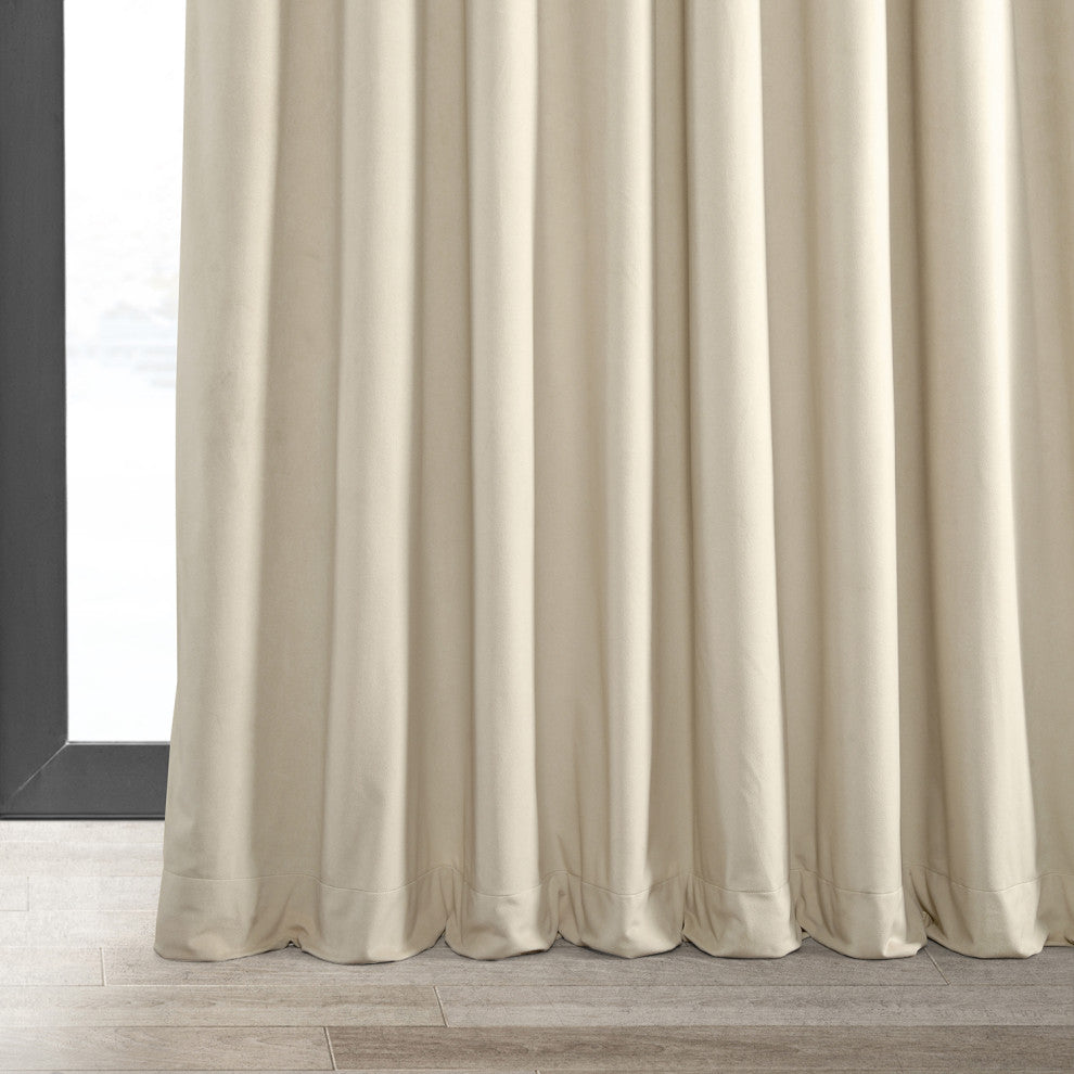 Signature Extra Wide Grommet Blackout Velvet Curtain, Ivory, 100"x84"