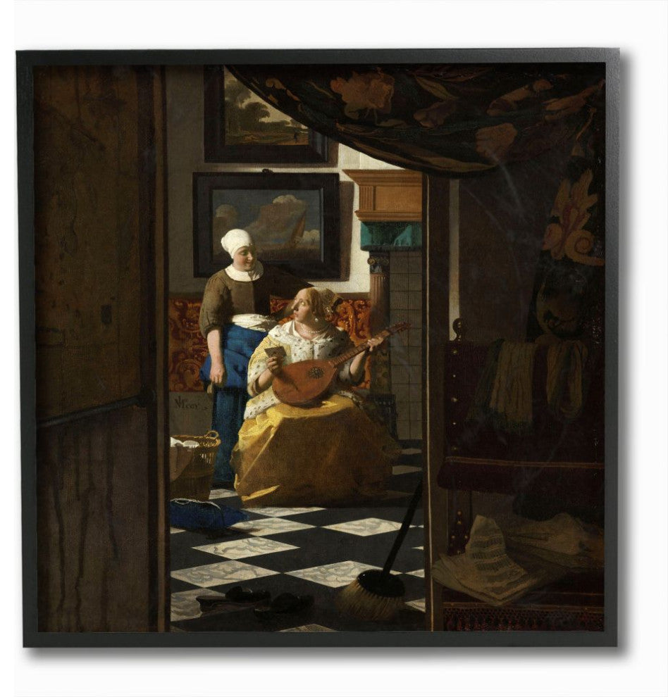 Love Letter Renaissance Woman Vermeer Classical Painting, 12"x12"