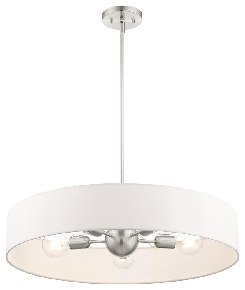 Livex Lighting Venlo 5 Light Brushed Nickel Drum Pendant