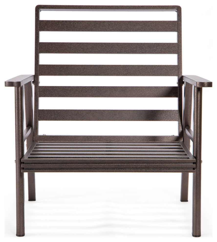 LeisureMod Walbrooke 3-Piece Patio Set With Brown Aluminum Frame and Cushions, Light Grey