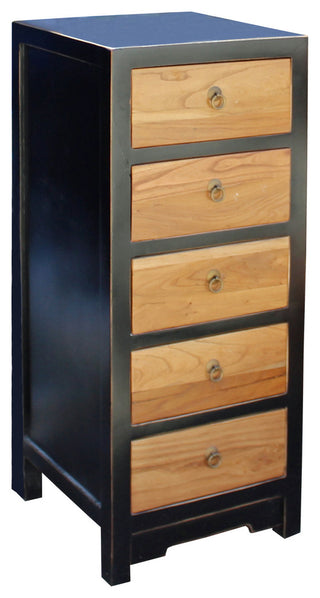Black & Brown Five Drawers Slim Chest of Drawers Cabinet Hcs4184
