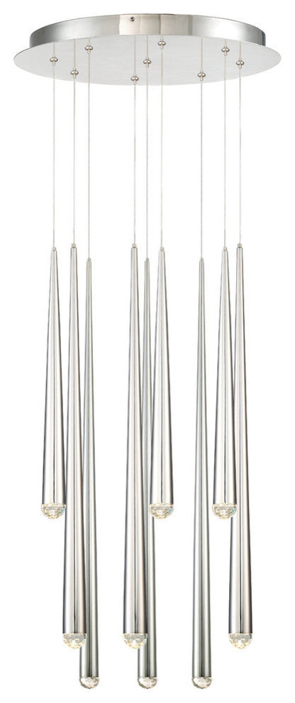 Modern Forms Cascade LED 9-Light Round Chandelier in Polished Nickel
