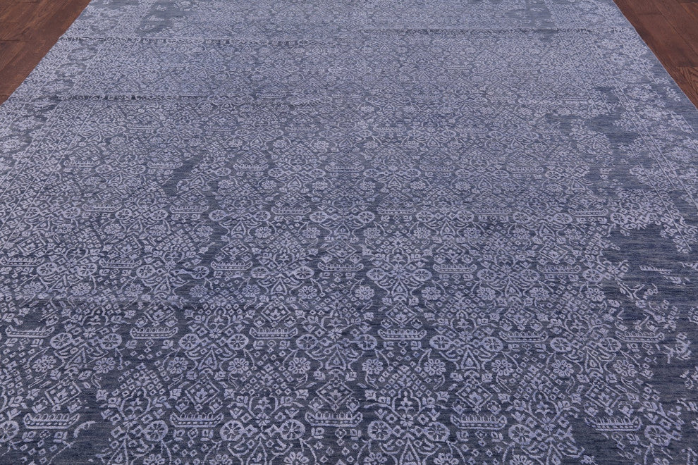 9' 1" X 12' 2" Wool and Silk Modern Hand-Knotted Rug Q8459