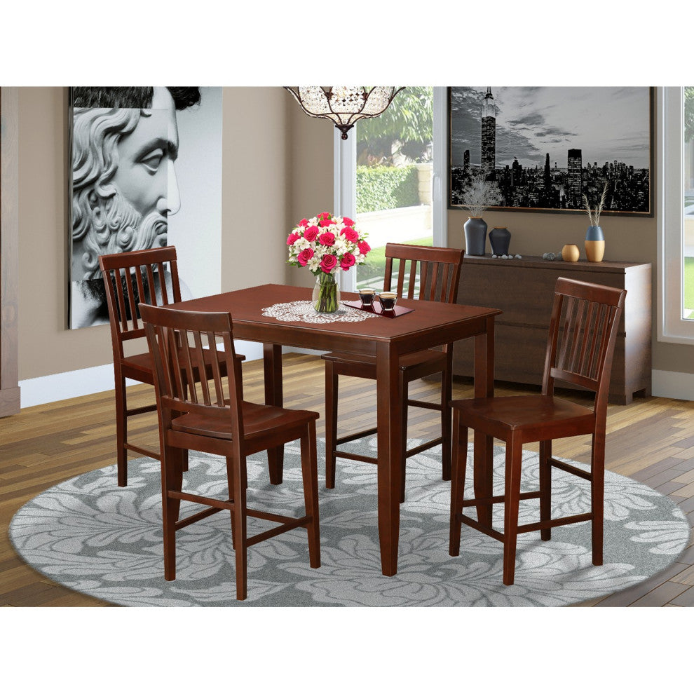 5 Pc Counter Height Dining Set -High Table And 4 Dinette Chairs