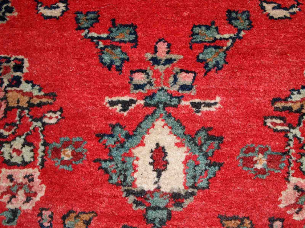 Handmade vintage Persian Hamadan runner 2.6' x 6.3' (81cm x 194cm) 1960s