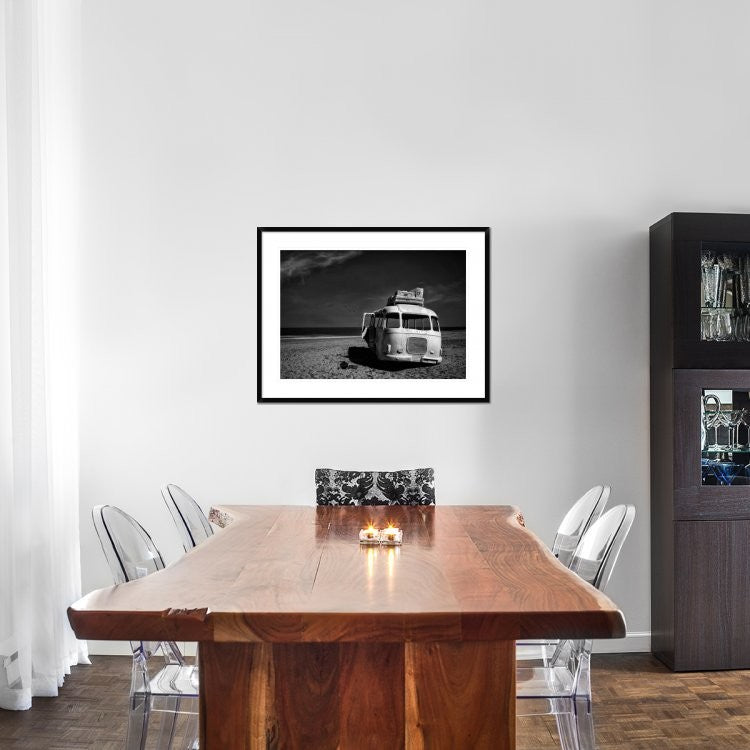 "Beached Bus" Framed Digital Print by Yvette Depaepe, 38"x29"