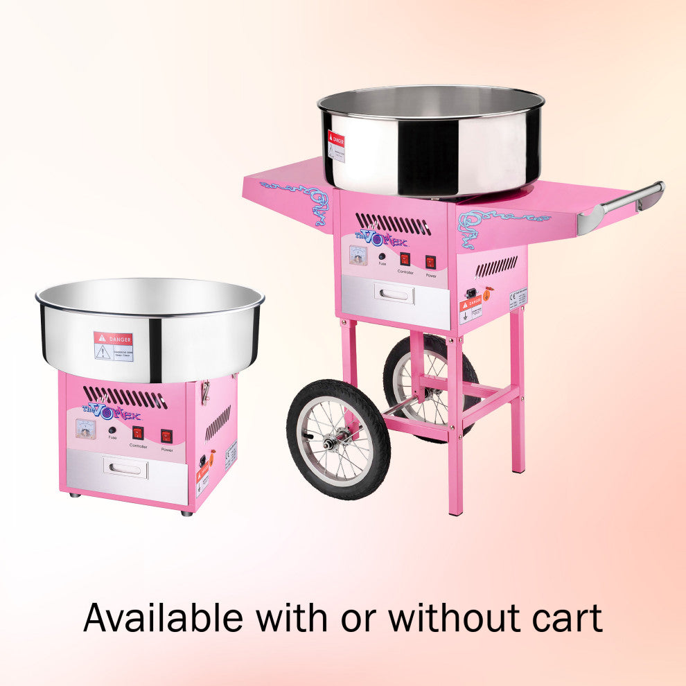 Cotton Candy Machine With Cart Vortex Candy Maker With Stainless-Steel Pan
