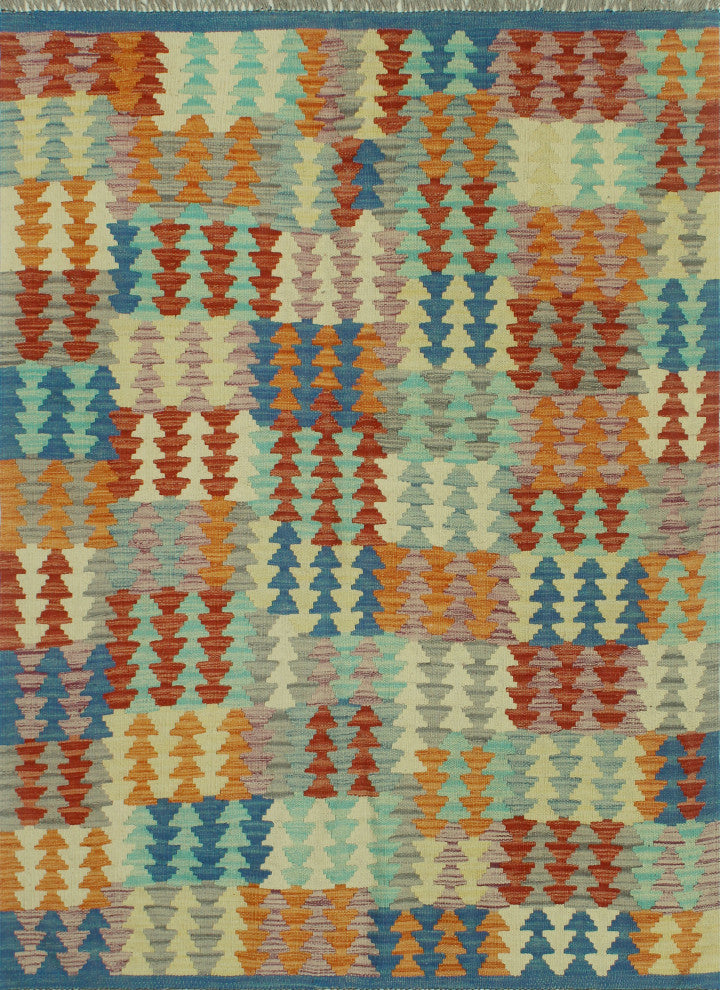 Sangat Kilim Madiana Orange/Blue Rug, 4'1x5'7