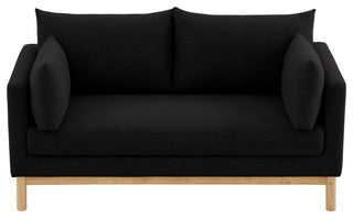 Langham Linen Textured Fabric Upholstered Loveseat, Black