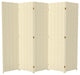 6' Tall Woven Fiber Room Divider, 5 Panel, Cream