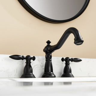 Corella Widespread Bathroom Basin Sink Faucet, Matte Black
