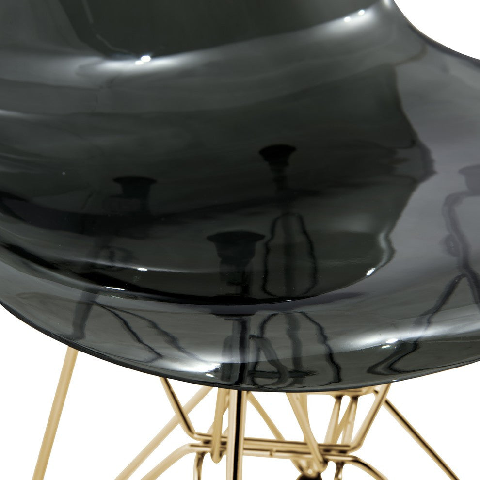 Dining Chair with ABS Plastic Seats Side Chair in Gold Chrome, Transparent Black