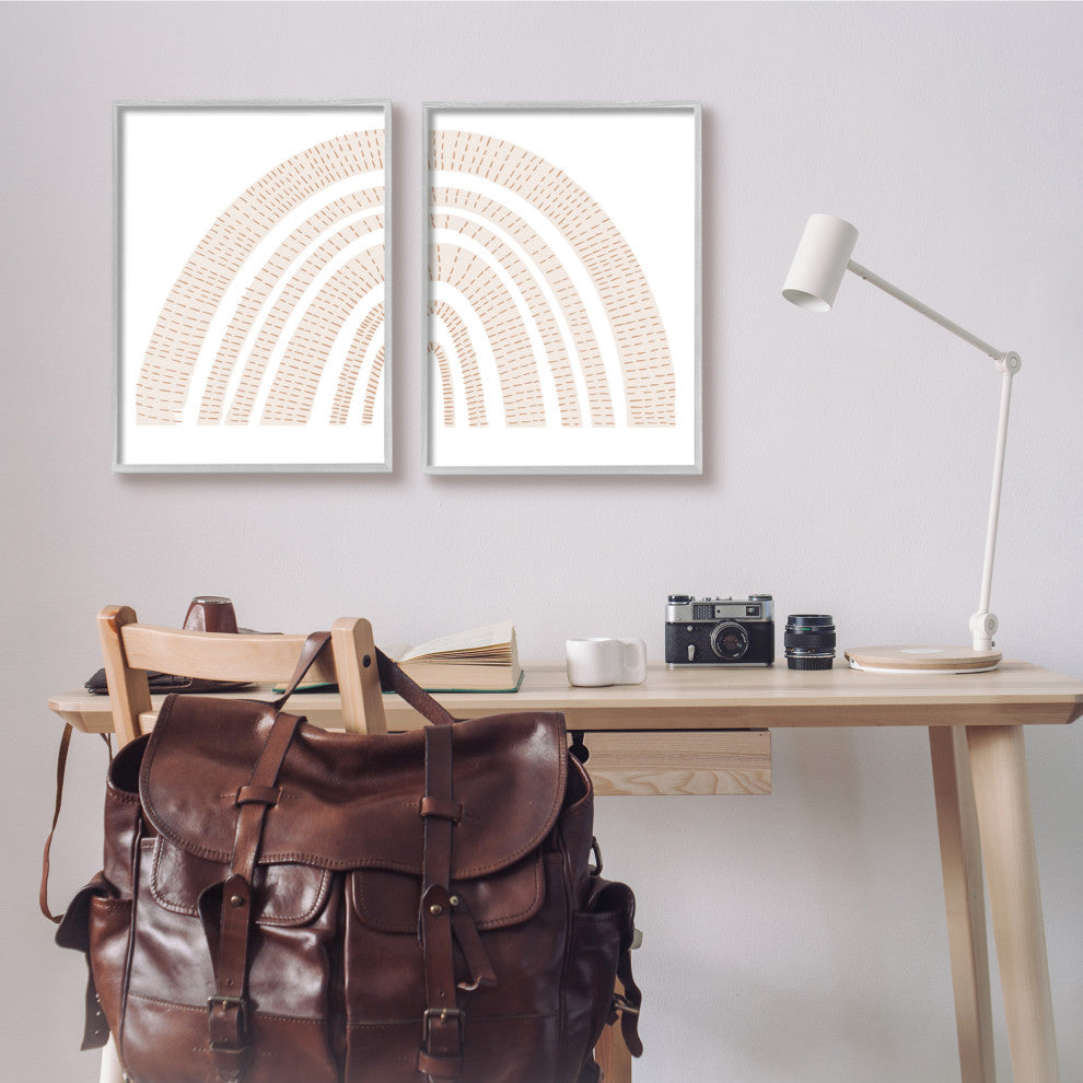 Abstract Brown Earth Tone Rainbow Stripe Pattern Arches,16 x 20