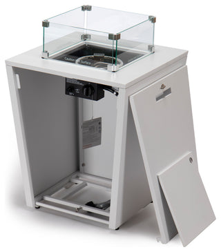 LeisureMod Marlin Chaise Lounge Set With Arms and Fire Pit Table, Green