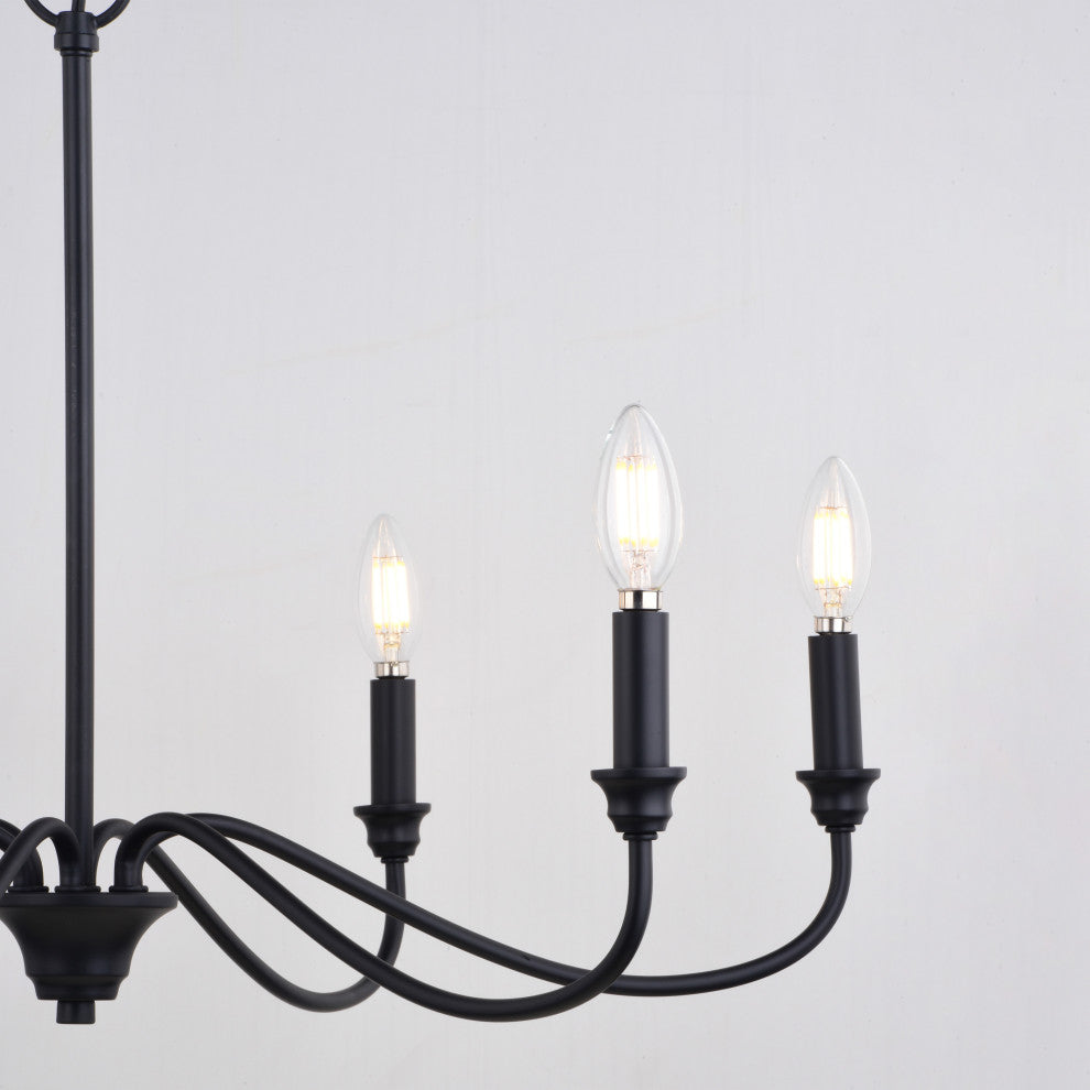 Annabelle 6-Light Farmhouse Chandelier Candelabra, Matte Black