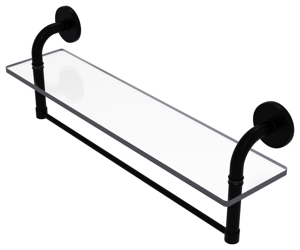 Remi 22" Glass Vanity Shelf with Towel Bar, Matte Black