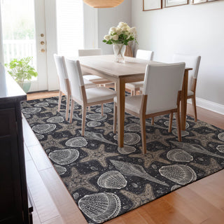 Addison Premium Washable Mayfield AMF183 Black 3' x 5' Rug