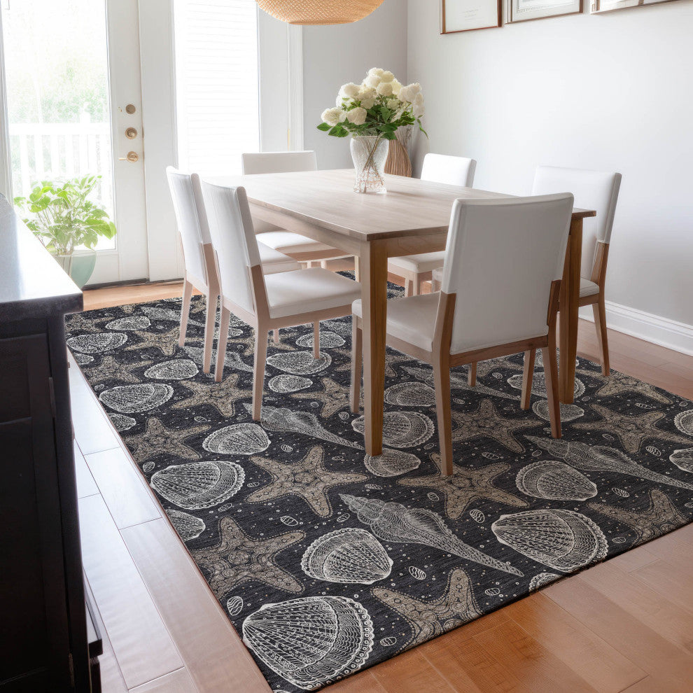 Addison Premium Washable Mayfield AMF183 Black 3' x 5' Rug
