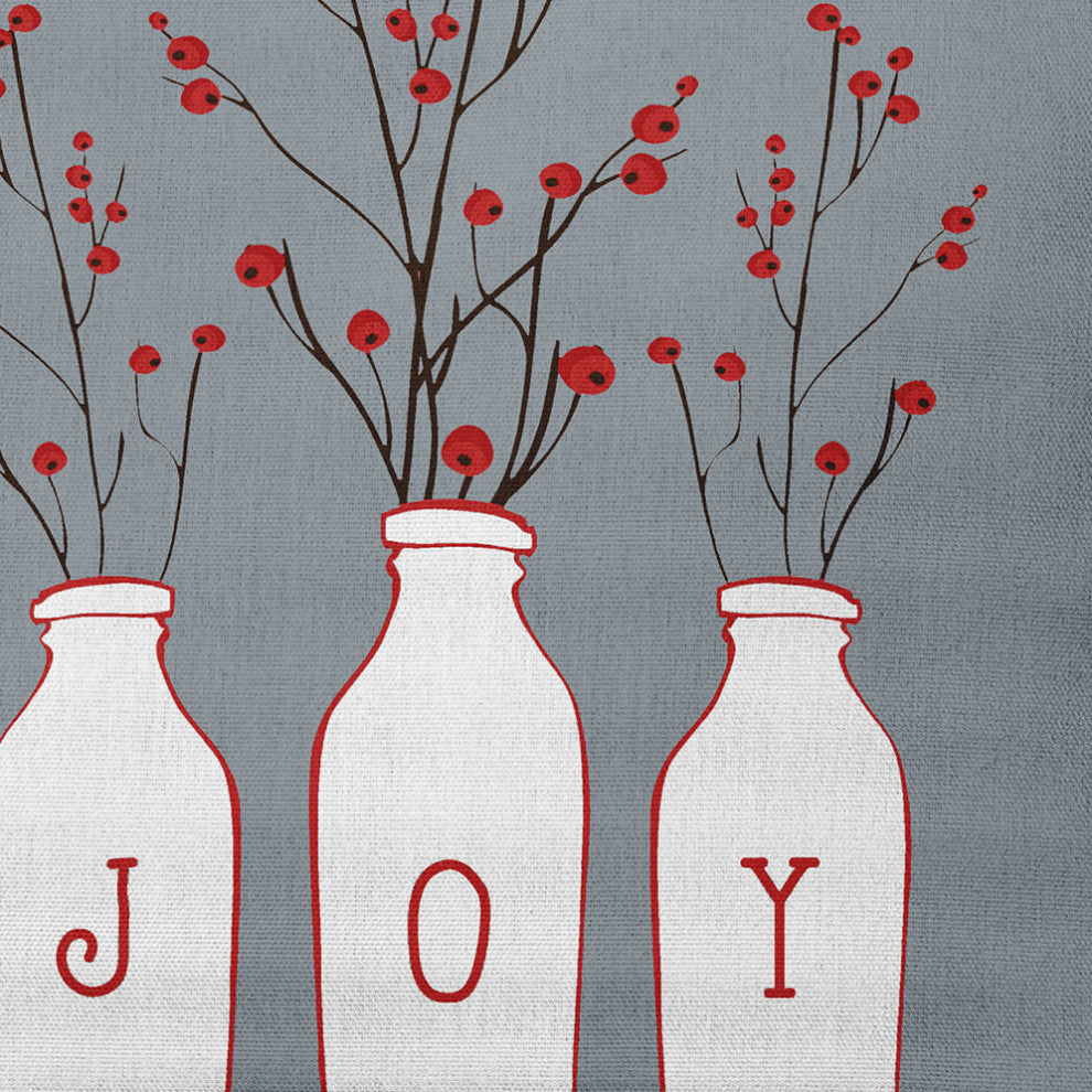 Joy Decorative Throw Pillow, Gray, 18"x18"