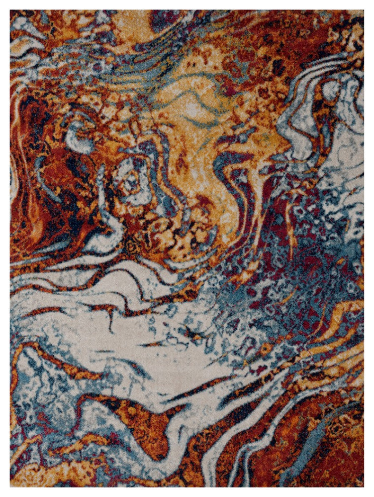 5" x 7' Brown and Blue Collision Area Rug