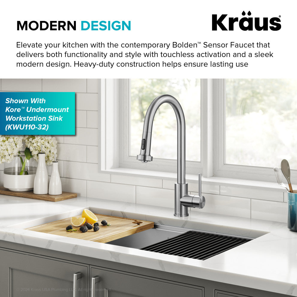 Bolden Sensor 2-Function Pull-Down 1-Handle Kitchen Faucet, Spot-Free St Steel