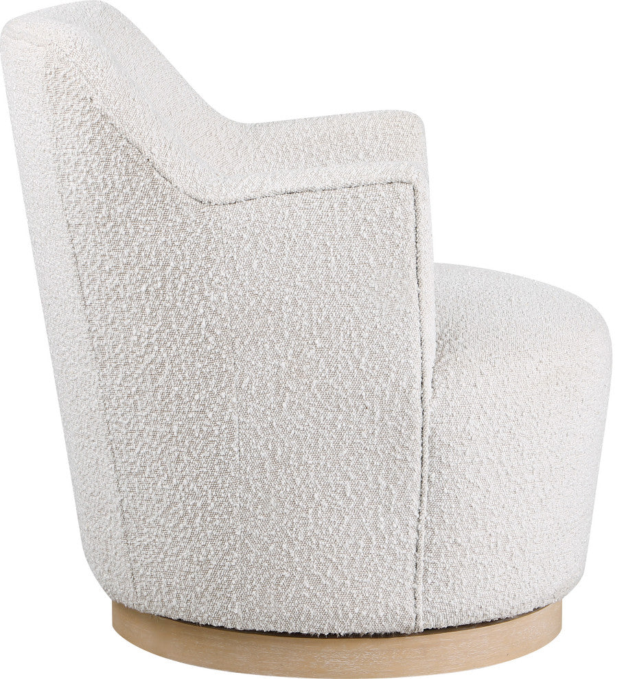 Clarita Swivel Accent Chair, Cream, Boucle Fabric