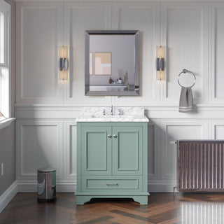 Nantucket 30" Bathroom Vanity, Sage Green, Carrara Marble