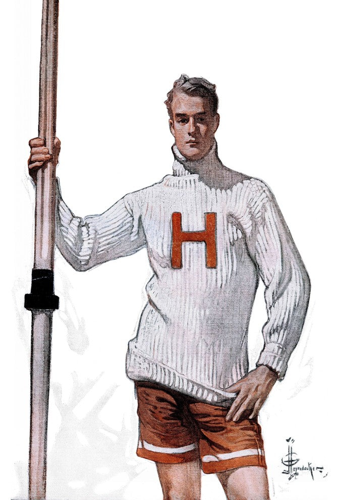 "Harvard Pole Vaulter" Painting Print on Canvas by J.C. Leyendecker