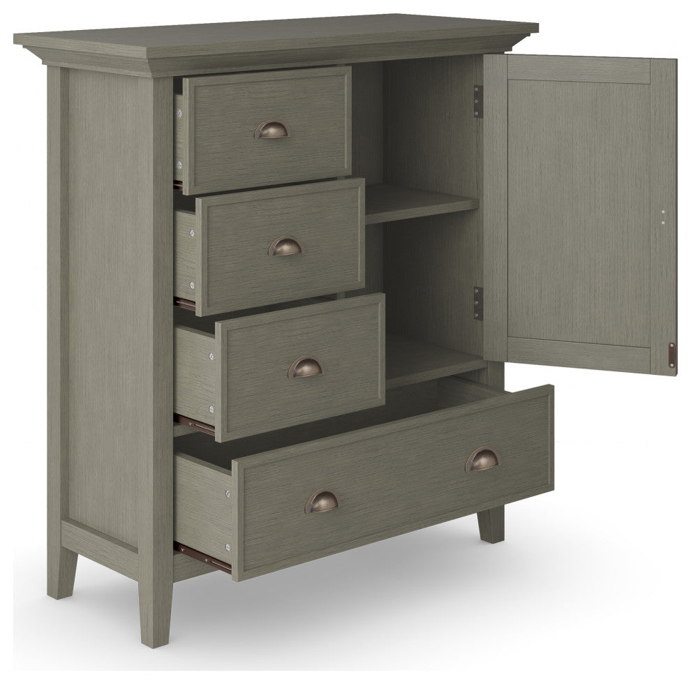 Redmond Solid Wood 39 Inch Wide Medium Storage Cabinet In Farmhouse Grey