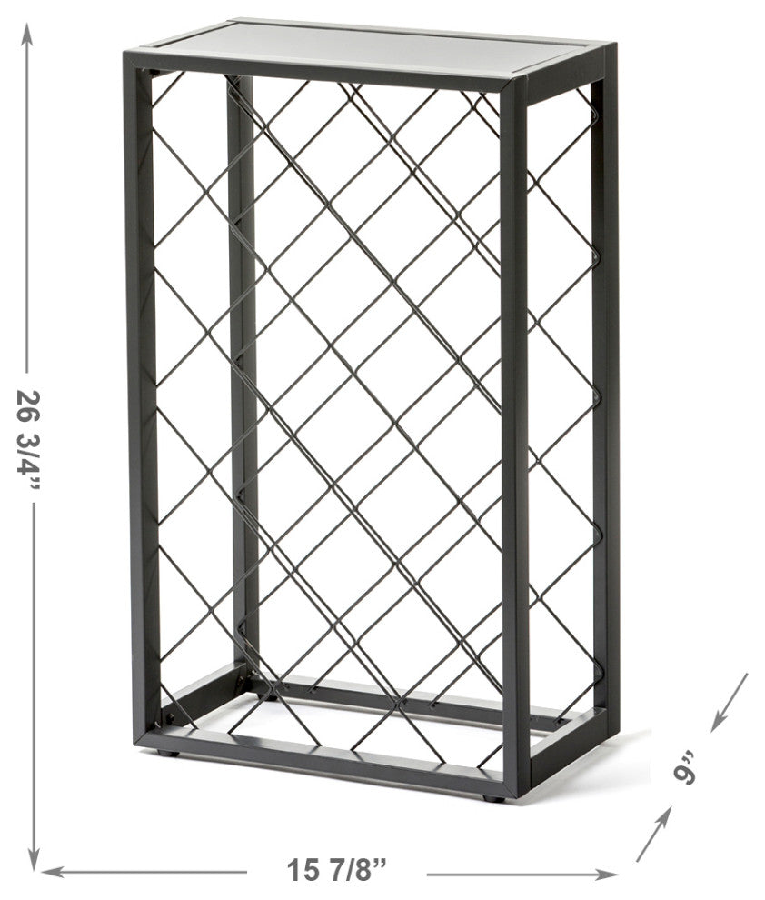 Mango Steam Free-Standing Wine Rack, With Glass Table Top, 23 Bottle