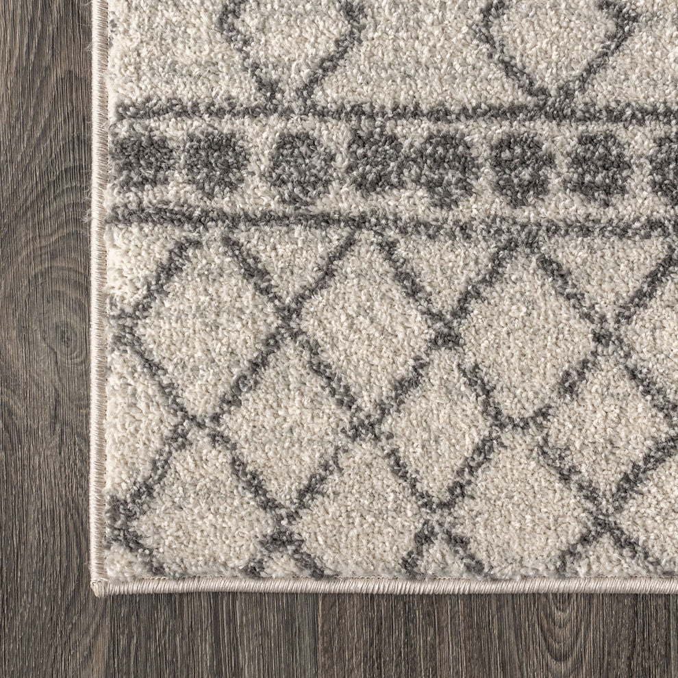 Izil Moroccan Beni Souk Area Rug, Cream/Gray, 5 X 8