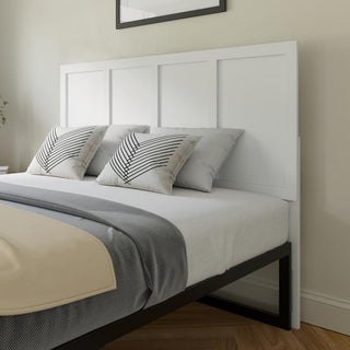 Oliver Paneled Wooden Adjustable Headboard for Metal Bed Frames, White, Queen