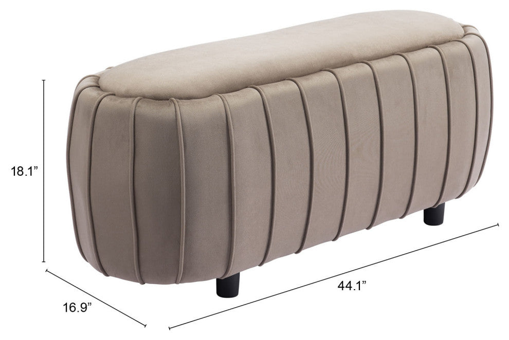 Accent Chair Bench, Fabric, Wood, Beige, Black, Lounge Cafe Lobby Hospitality