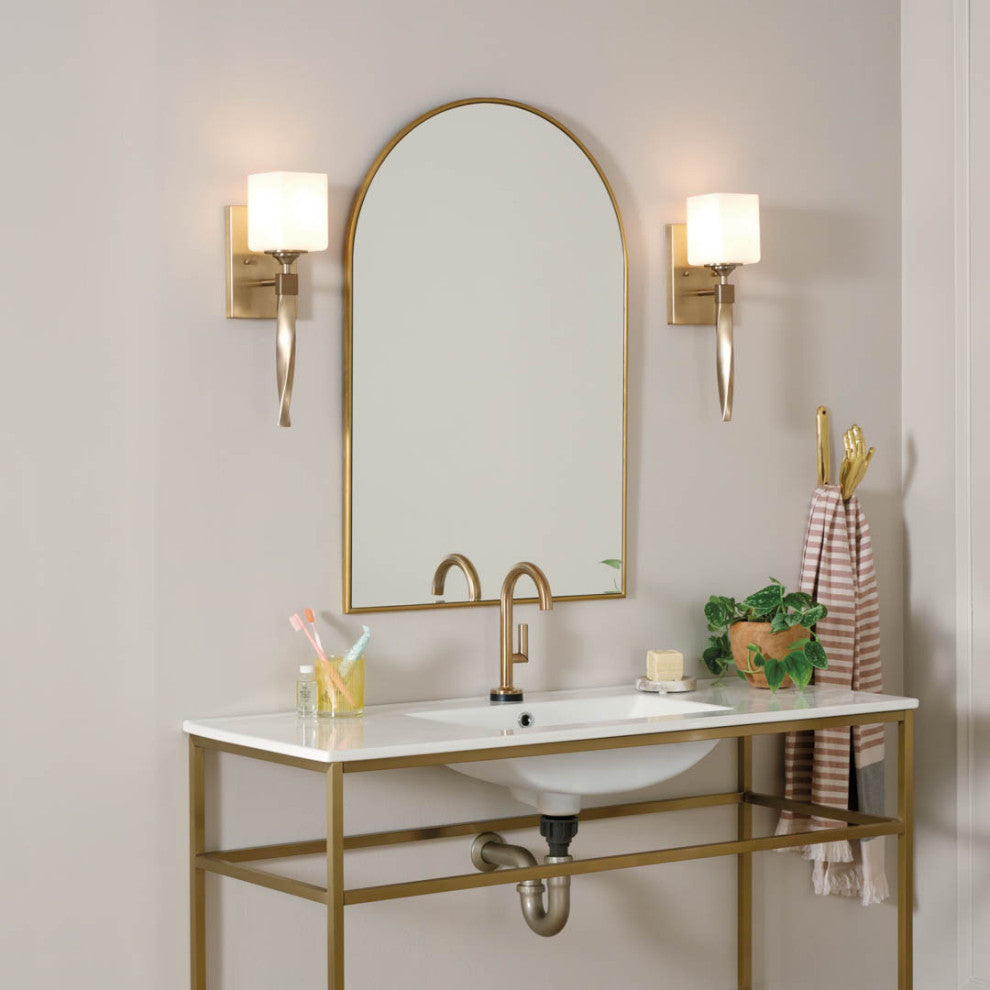 Marette 5" 1 Light Sconce, Satin Etched Opal Glass, Champagne Bronze