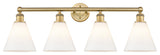 Berkshire 4-Light 35" Bath Vanity Light, Brushed Brass Finish, Matte White Shade