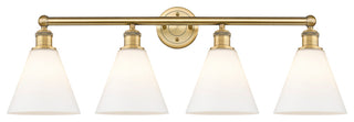 Berkshire 4-Light 35" Bath Vanity Light, Brushed Brass Finish, Matte White Shade