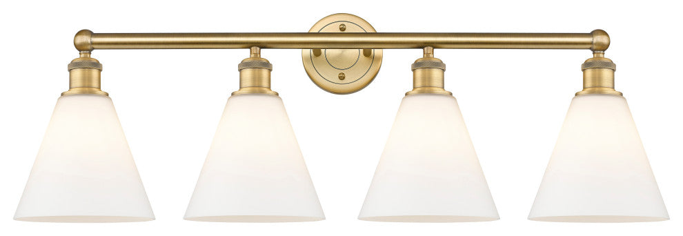 Berkshire 4-Light 35" Bath Vanity Light, Brushed Brass Finish, Matte White Shade