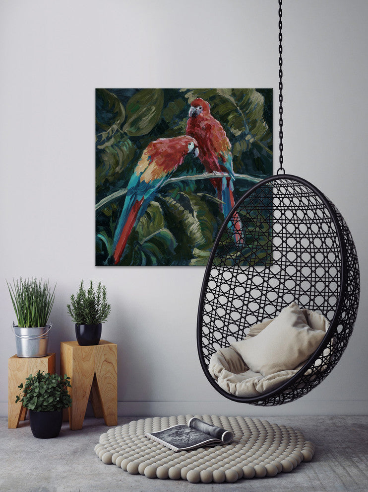 "Cuddling Cockatoo" Painting Print on Wrapped Canvas, 24"x24"