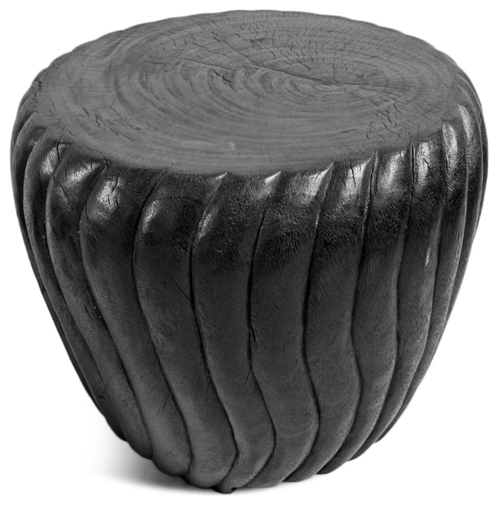 Black Stained Wood Swirl Stool