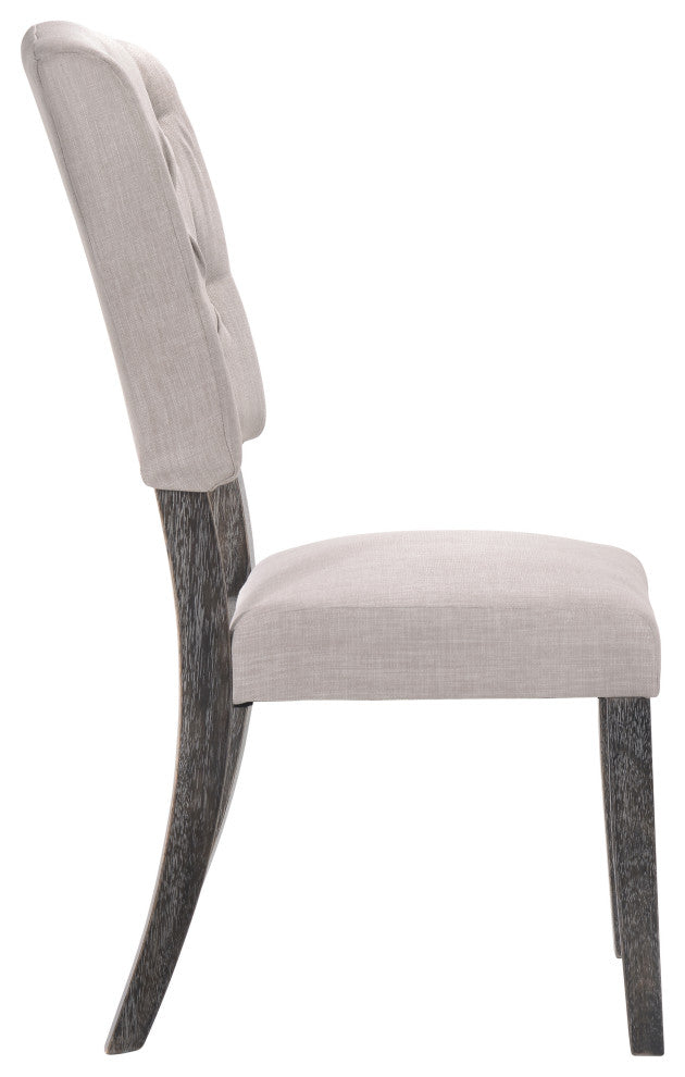 ACME Bernard Side Chair, Set of 2, Fabric and Weathered Gray Oak