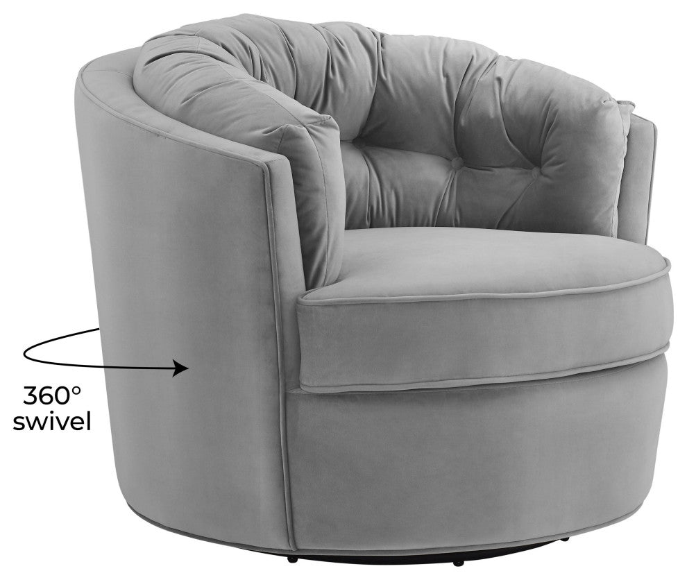 TOV Furniture Eloise Grey Velvet Swivel Chair