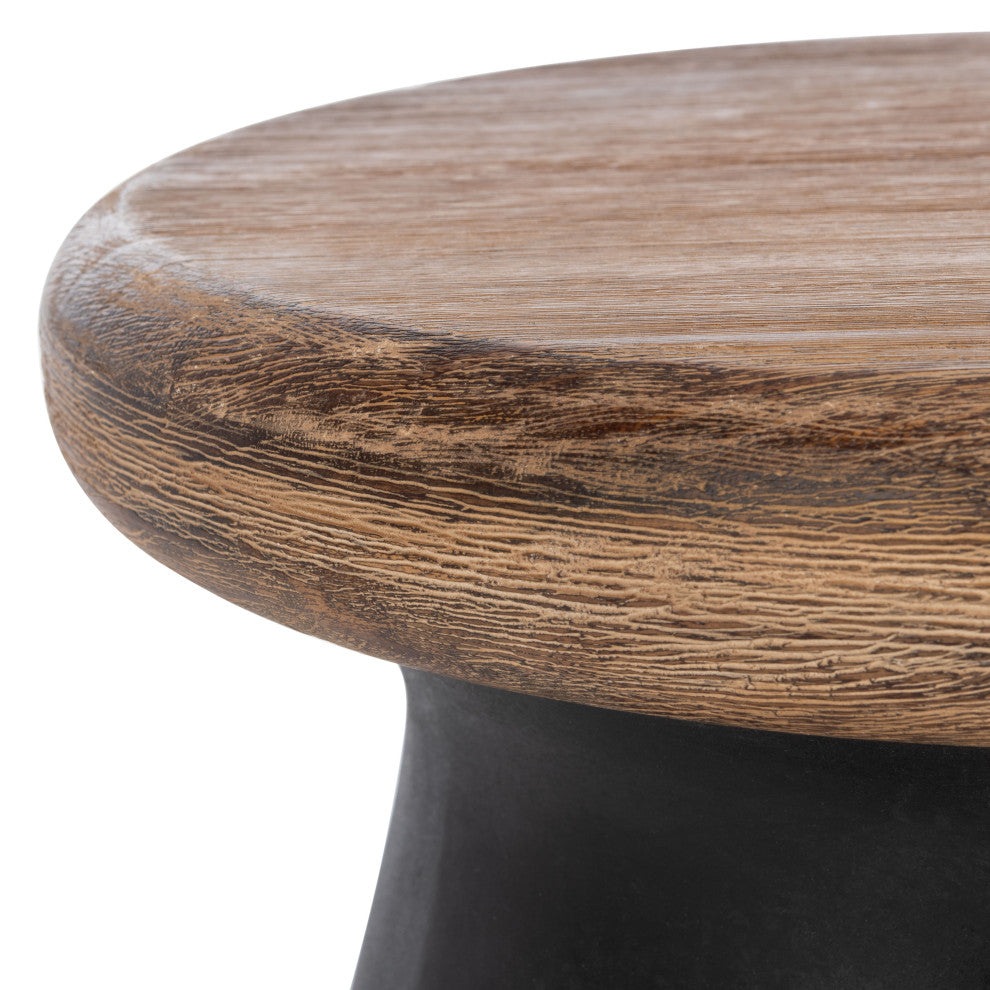 Safavieh Button Concrete Accent Stool, Black