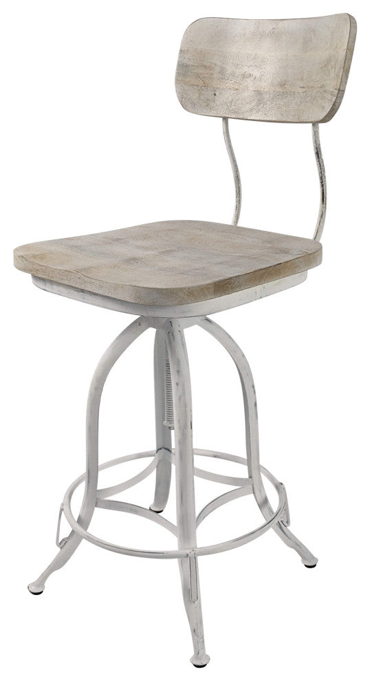 Mason Adjustable Stool, Whitewash