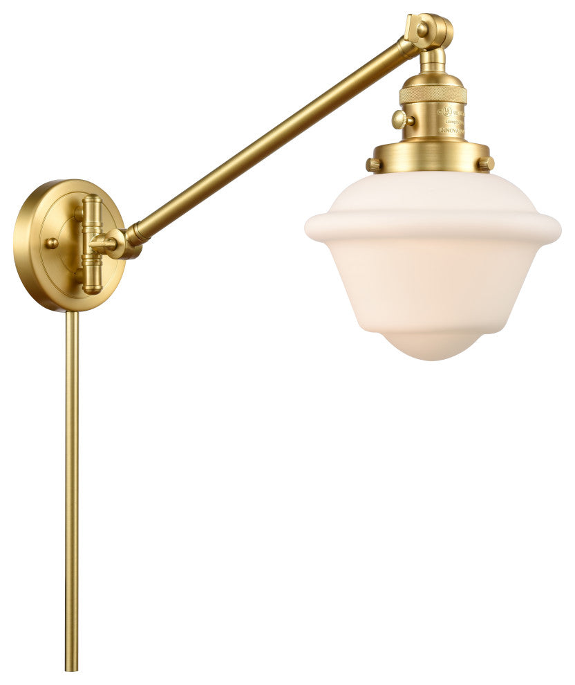 Oxford Swing Arm With Switch, Satin Gold, Matte White, Matte White