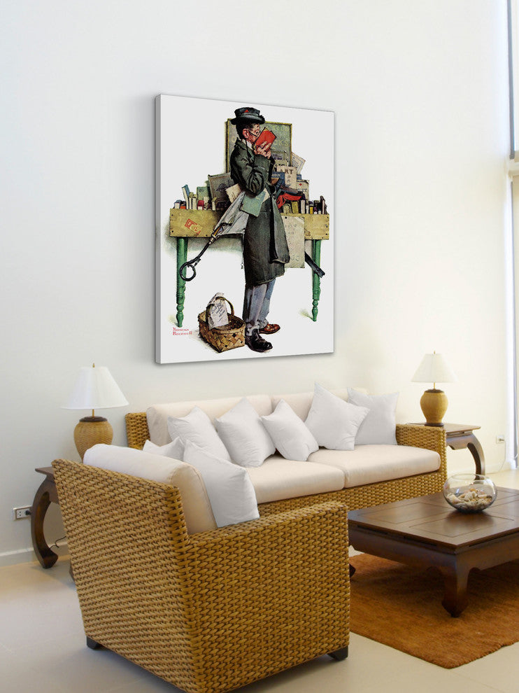 "Bookworm" Painting Print on Canvas by Norman Rockwell