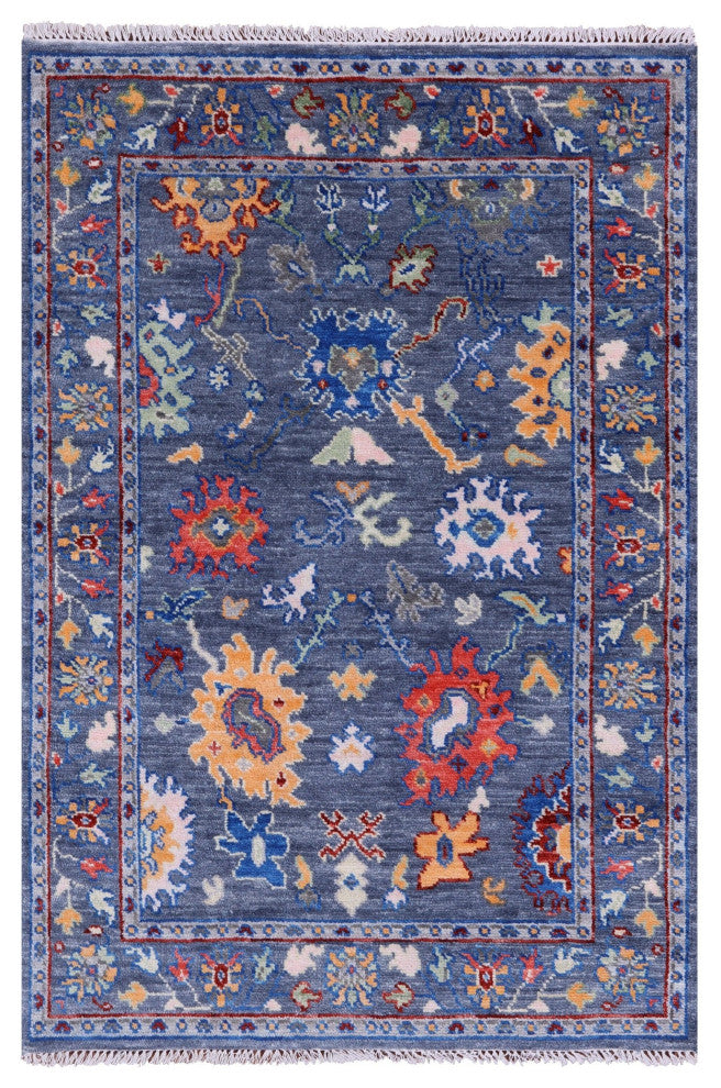 4' 2" X 6' 1" Turkish Oushak Hand Knotted Wool Rug - Q15373