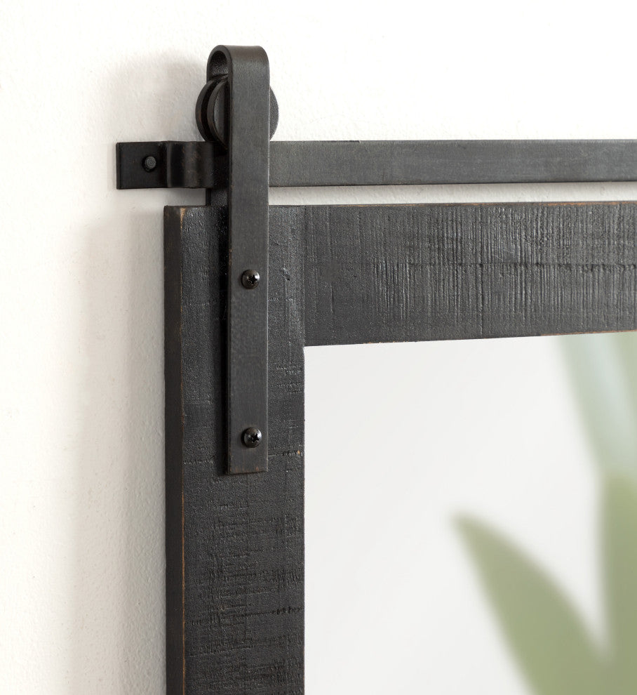 Cates Rustic Wall Mirror, Black 24x38